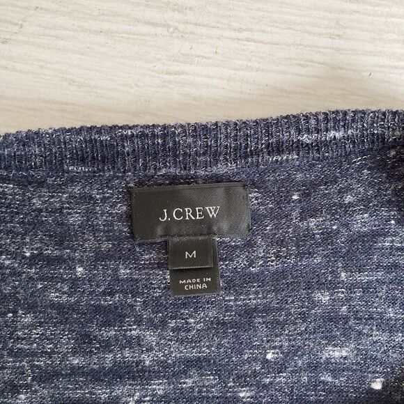 J Crew Sweater Mens Medium Blue Linen Cotton Lightweight Crew Neck Pullover - Picture 8 of 9